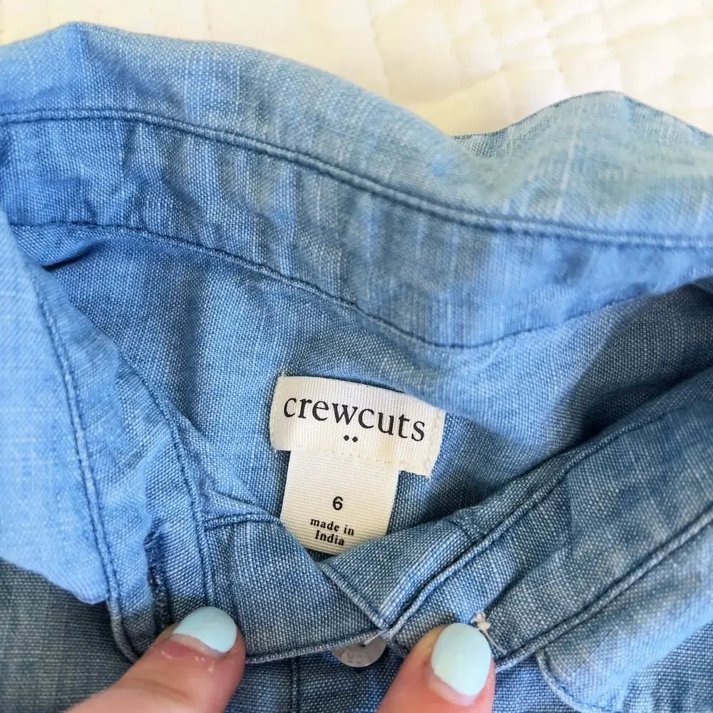 J.Crew Crewcuts Denim Chambray Dress Girls Size 6 Cotton